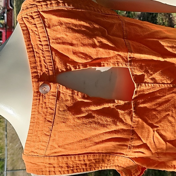 FOR CYNTHIA linen viscose orange side button tunic dress size M - Picture 6 of 15